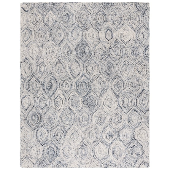 SAFAVIEH Ikat Kim Geometric Wool Area Rug, Silver/Grey, 9' x 12'