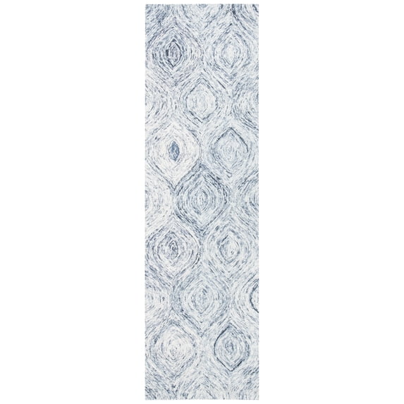 SAFAVIEH Ikat Kim Geometric Wool Runner Rug, Silver/Grey, 2'3" x 8'