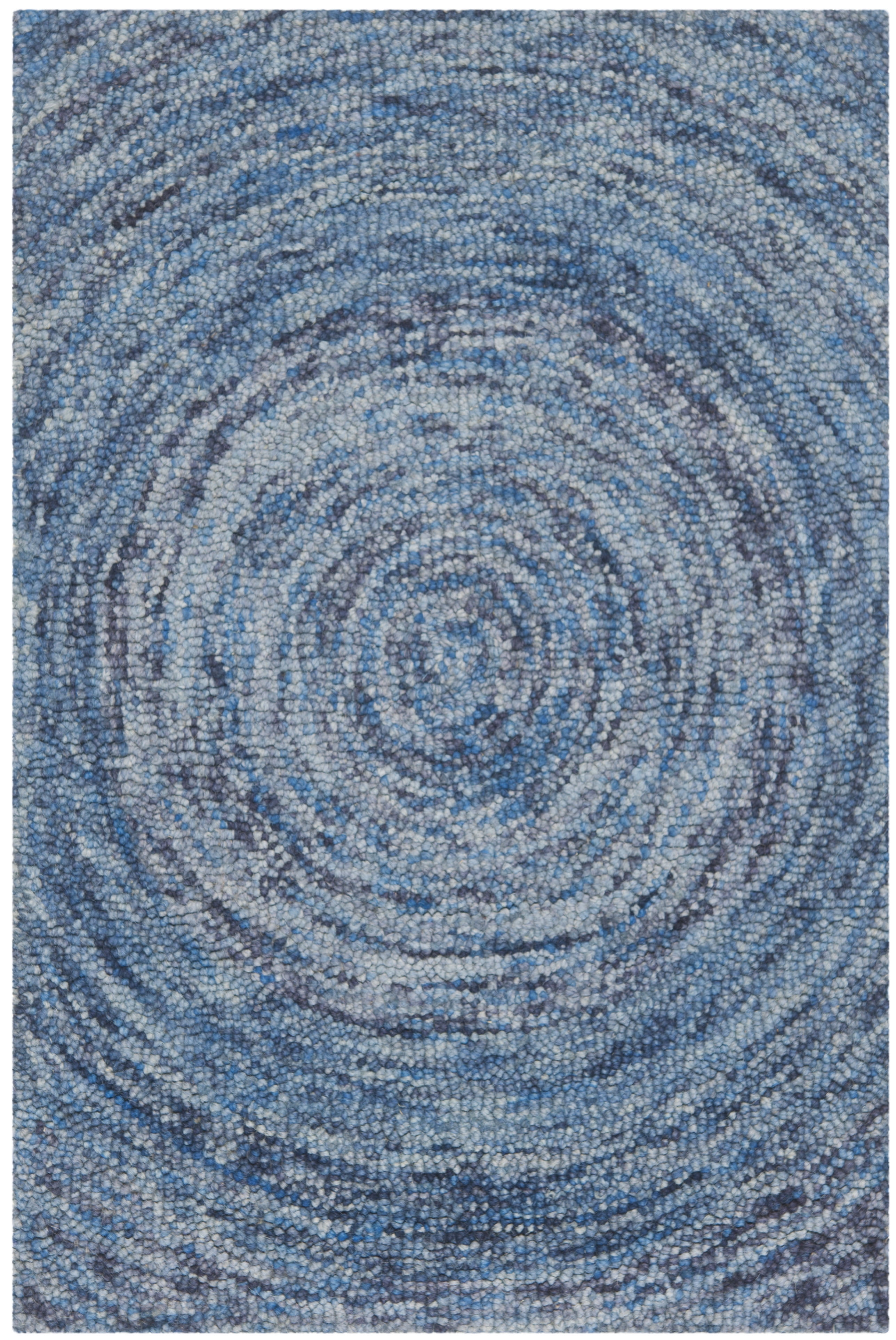 Hand-Tufted Dark Blue and Multi Wool Accent Rug, 2' x 3'