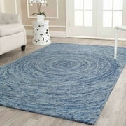 SAFAVIEH Ikat Laura Geometric Circles Wool Area Rug, Dark Blue/Multi, 3' x 5'