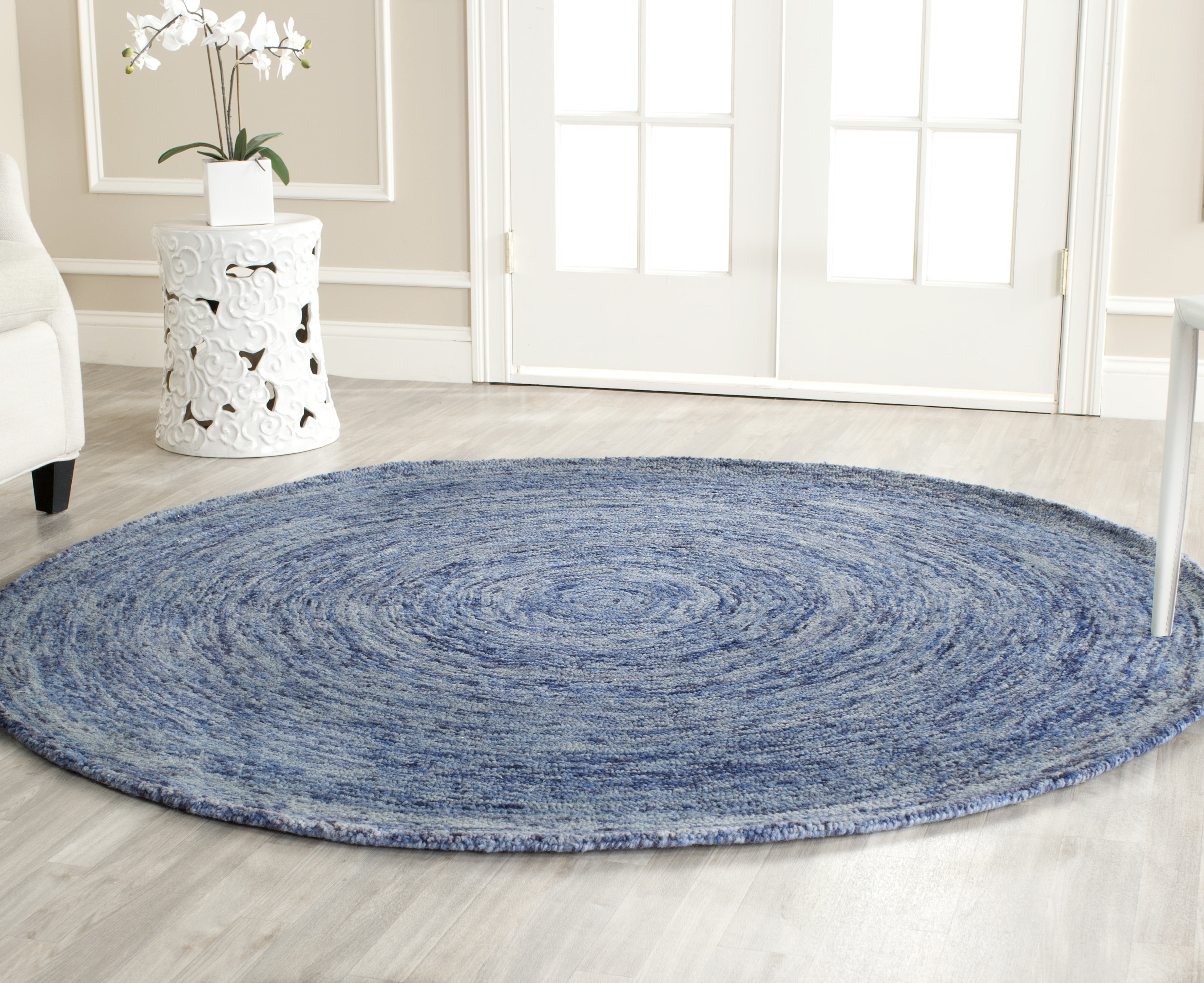 Hand-Tufted Multicolor Wool Round Rug, 6' Diameter