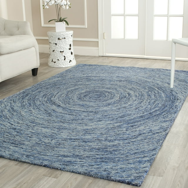 SAFAVIEH Ikat Laura Geometric Circles Wool Area Rug, Dark Blue/Multi, 8' x 10'