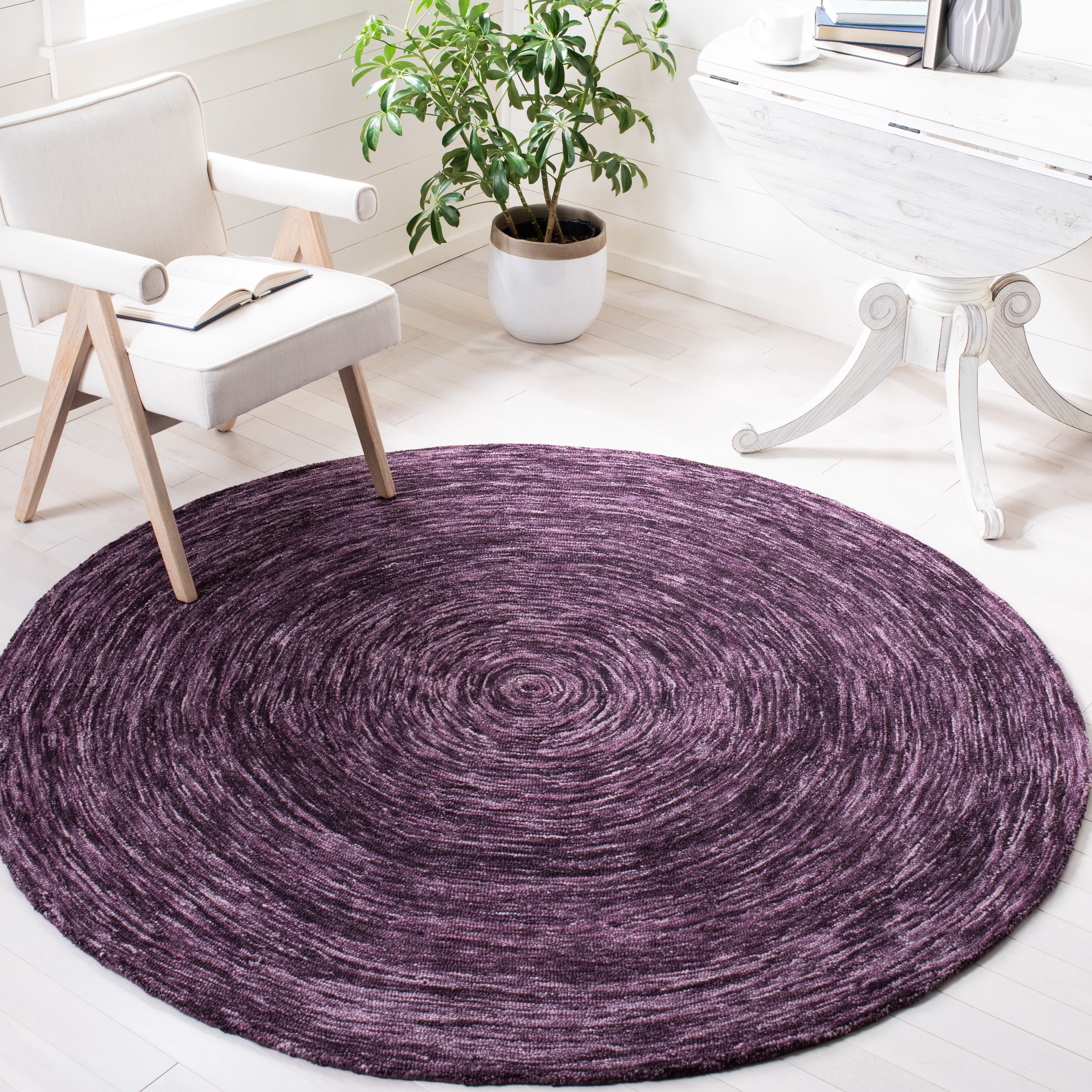 Safavieh Ikat Laura Geometric Wool Area Rug, Purple, 6' x 6' Round