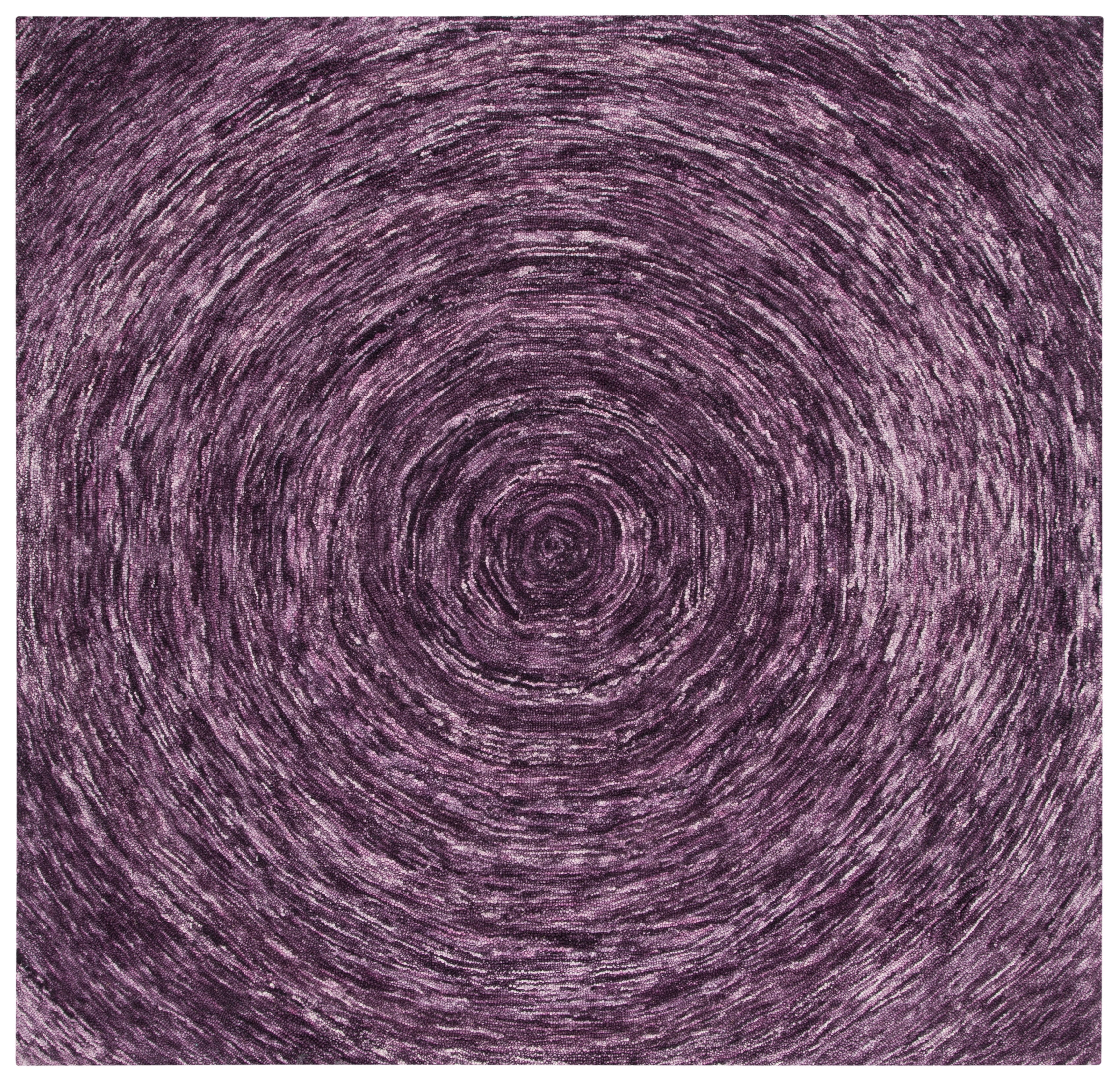 Purple 6' x 6' Square Hand-Tufted Wool Area Rug