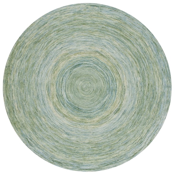 SAFAVIEH Ikat Laura Geometric Wool Area Rug, Sage/Green, 6' x 6' Round