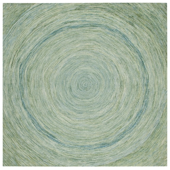 SAFAVIEH Ikat Laura Geometric Wool Area Rug, Sage/Green, 6' x 6' Square
