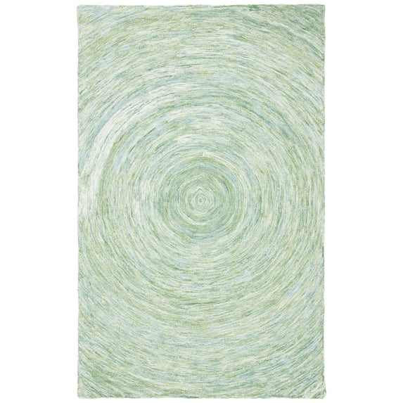 SAFAVIEH Ikat Laura Geometric Wool Area Rug, Sage/Green, 6' x 9'