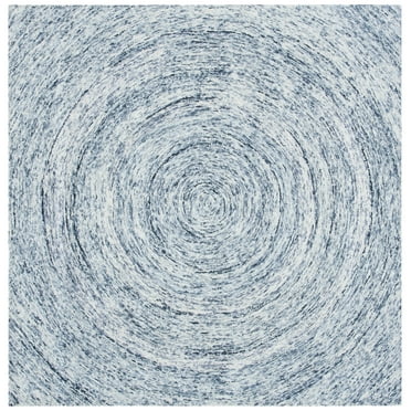 SAFAVIEH Ikat Laura Geometric Wool Area Rug, Silver/Grey, 6' x 6' Square