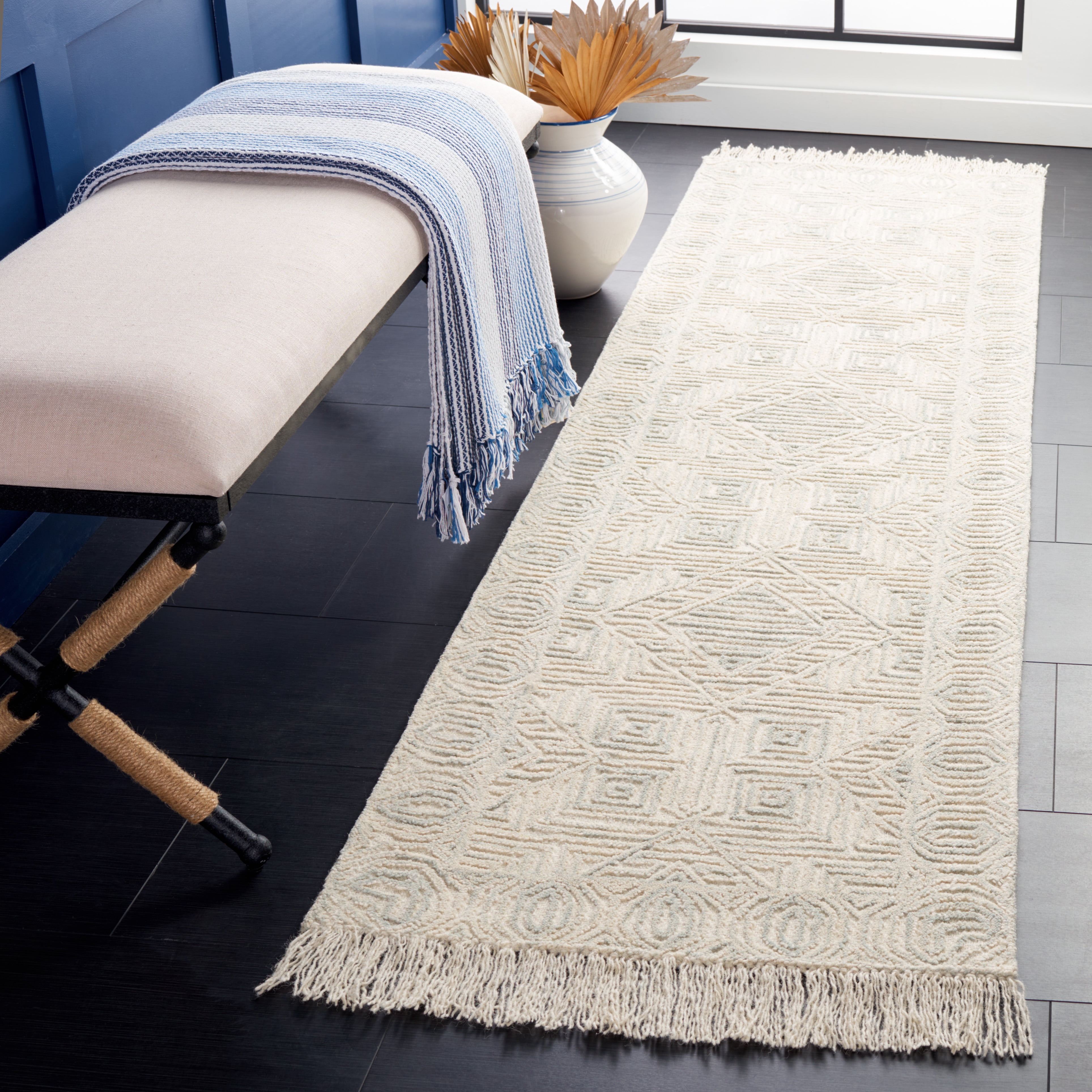 Safavieh Ikat Maiara Geometric Runner Rug, Ivory/Gray, 2'3" x 8'