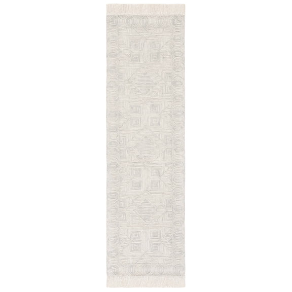 SAFAVIEH Ikat Maiara Geometric Runner Rug, Ivory/Grey, 2'3" x 8'