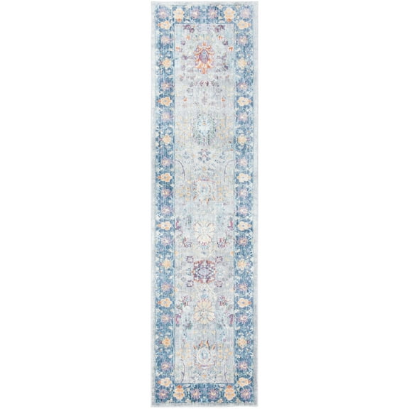 SAFAVIEH Illusion Kenneth Oriental Runner Rug, Light Grey/Purple, 2'3" x 8'