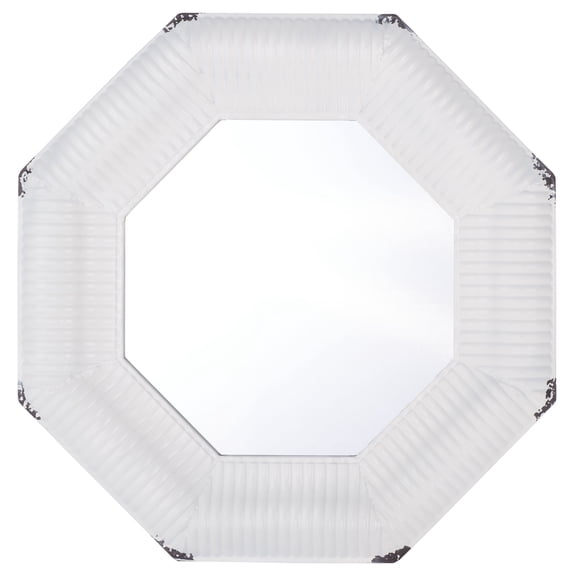 SAFAVIEH Imans 28 in. Octagon Classic Solid Mirror, White