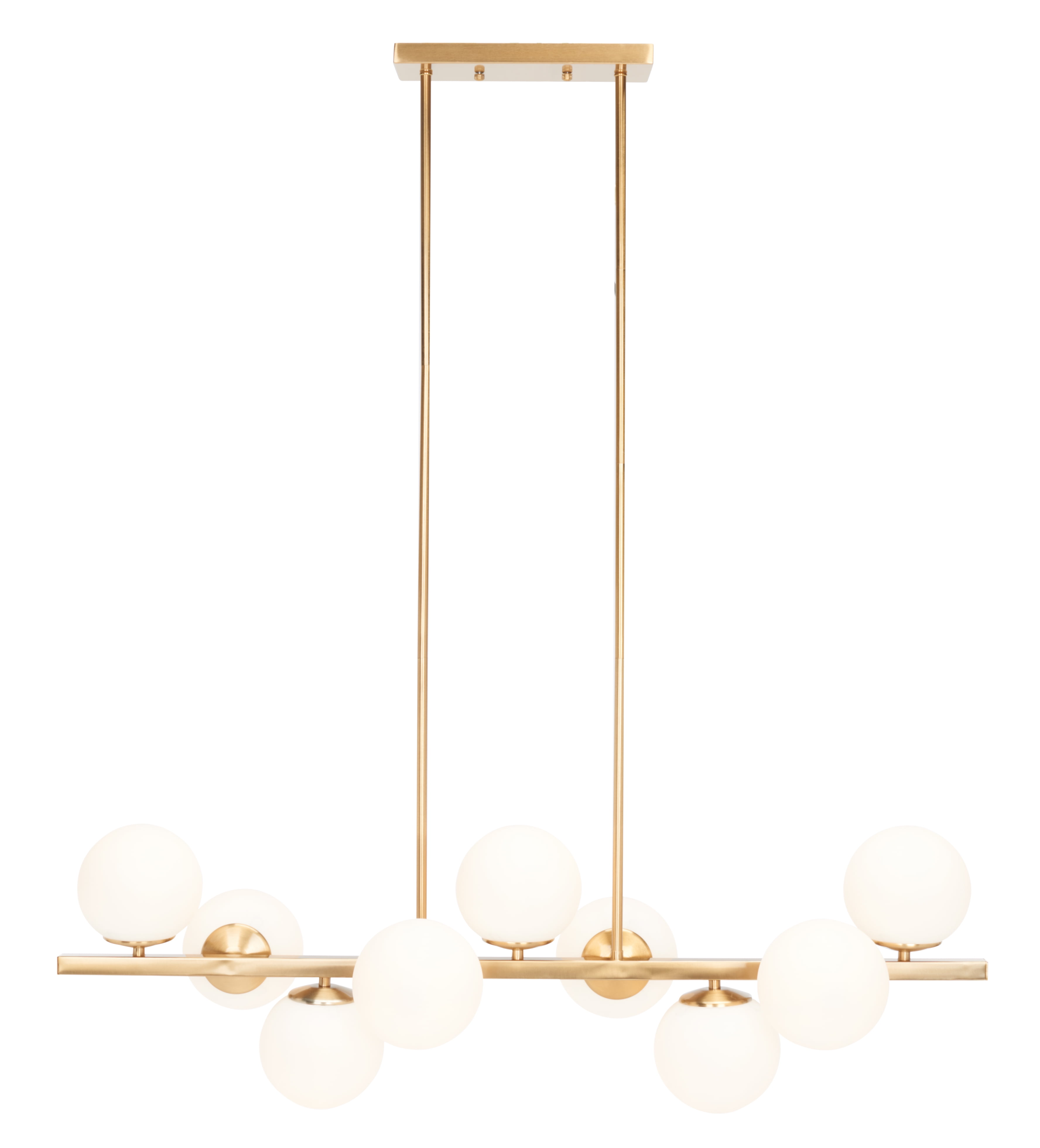 Imara Antique Gold 9-Light Chandelier with White Globe Shades