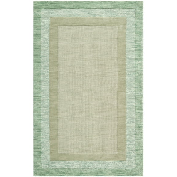 SAFAVIEH Impressions Bristol Geometric Bordered Wool Area Rug, Green/Beige, 5' x 8'