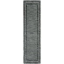 SAFAVIEH Impressions Bristol Geometric Bordered Wool Runner Rug, Charcoal/Blue, 2'3" x 8'