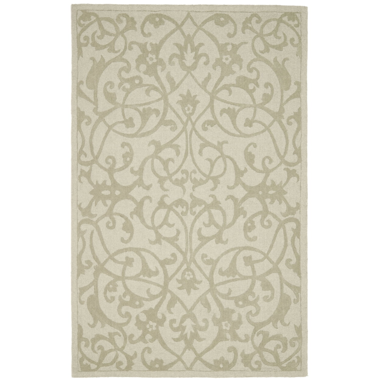 Sage Green Hand-Tufted Wool Area Rug, 4' x 6'