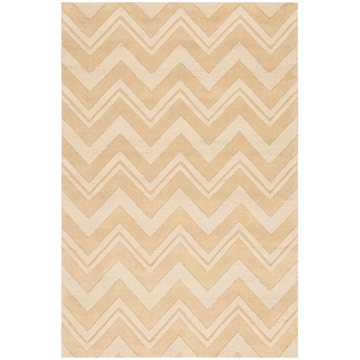 Handmade Dark Gold Wool Chevron Area Rug