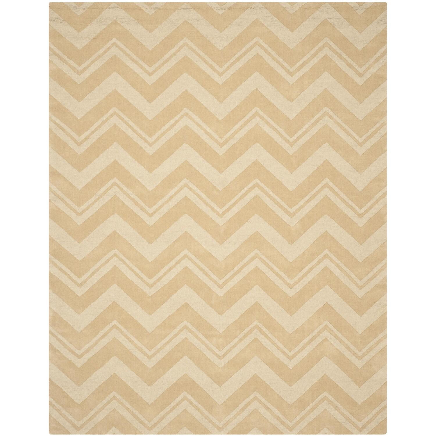 Dark Gold Rectangular Tufted Wool Handmade Rug