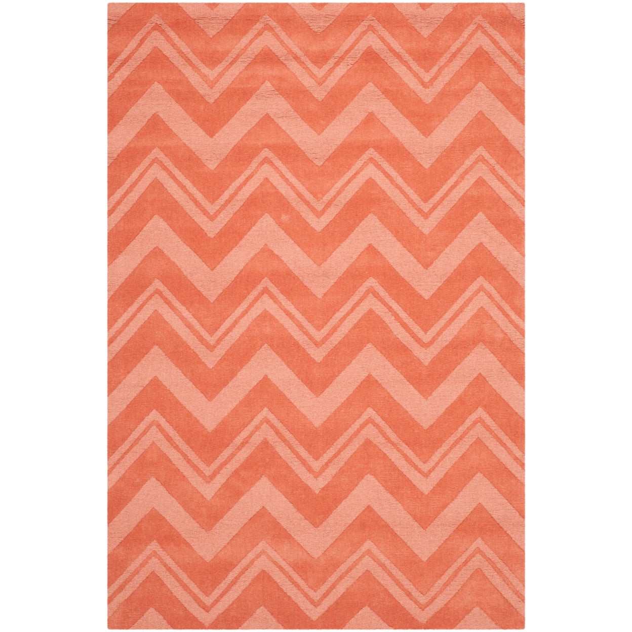 Handmade Peach Chevron Wool 4' x 6' Area Rug