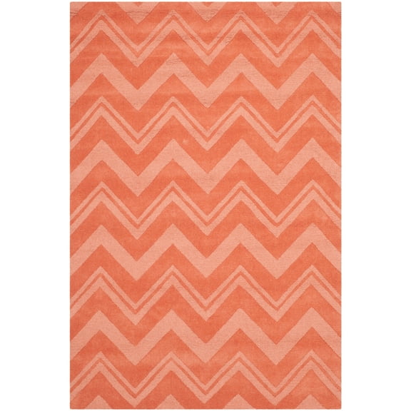 SAFAVIEH Impressions Devon Textured Chevron Wool Area Rug, Peach, 4' x 6'