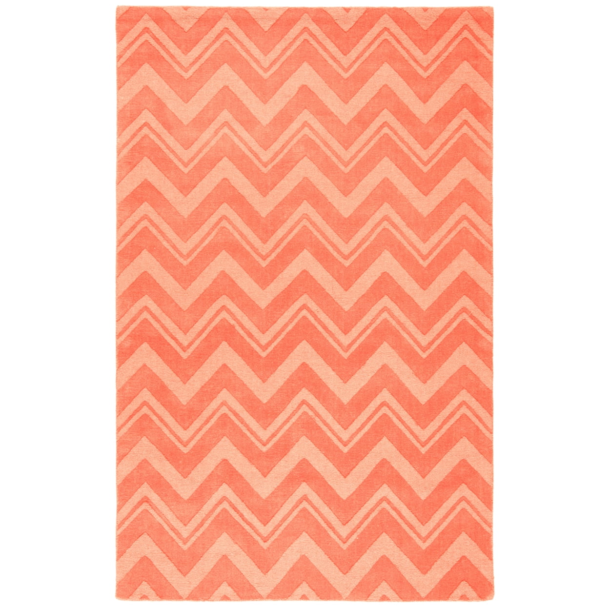 Peach Chevron Hand-Tufted Wool Area Rug, 5' x 8'