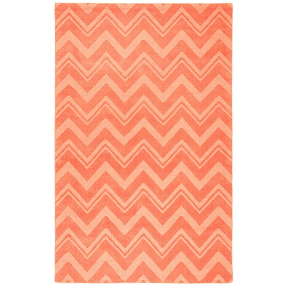 SAFAVIEH Impressions Devon Textured Chevron Wool Area Rug, Peach, 5' x 8'