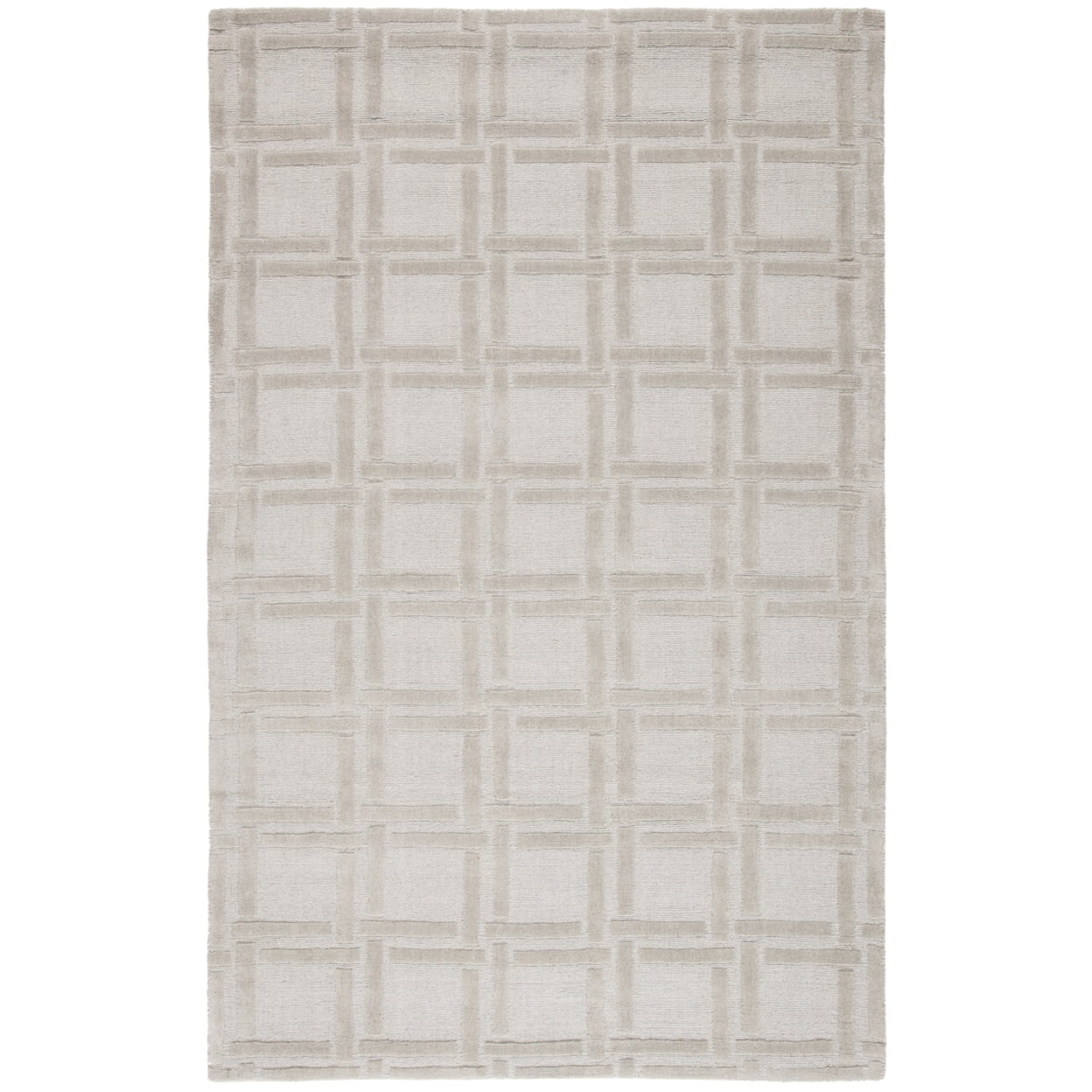 Handmade Gray Wool Geometric Area Rug, 5' x 8'