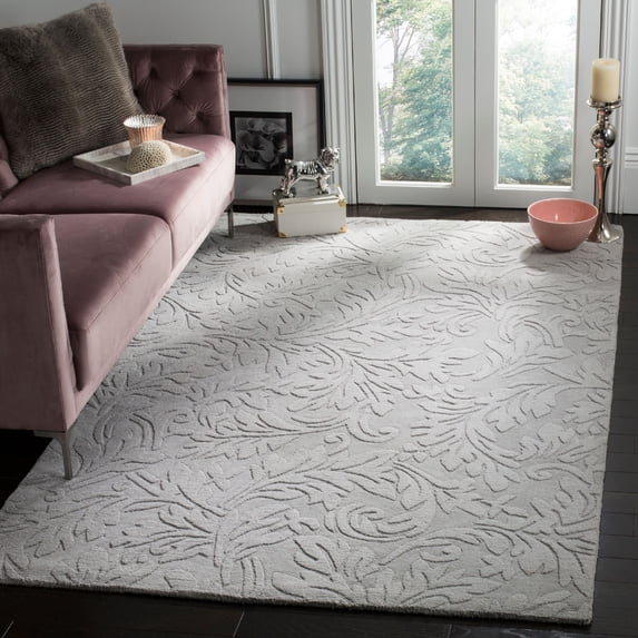 SAFAVIEH Impressions Emmalyn Textured Floral Wool Area Rug, Grey, 8'3" x 11'