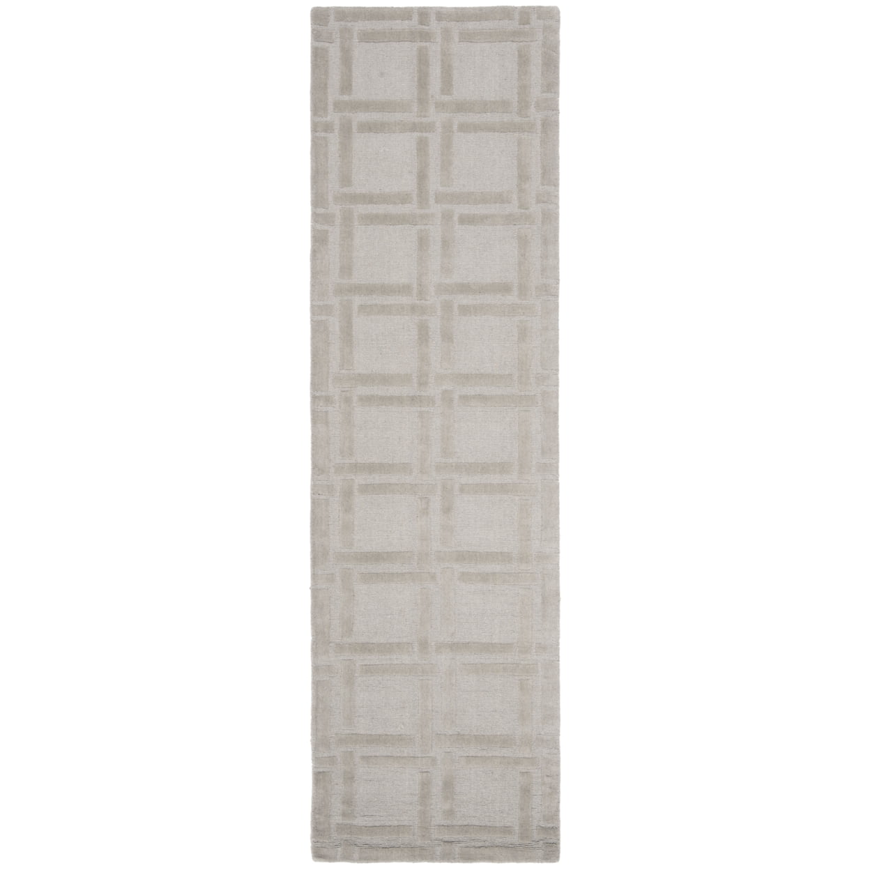 Gray Hand-Tufted Wool Non-Slip Runner Rug, 27" x 7"