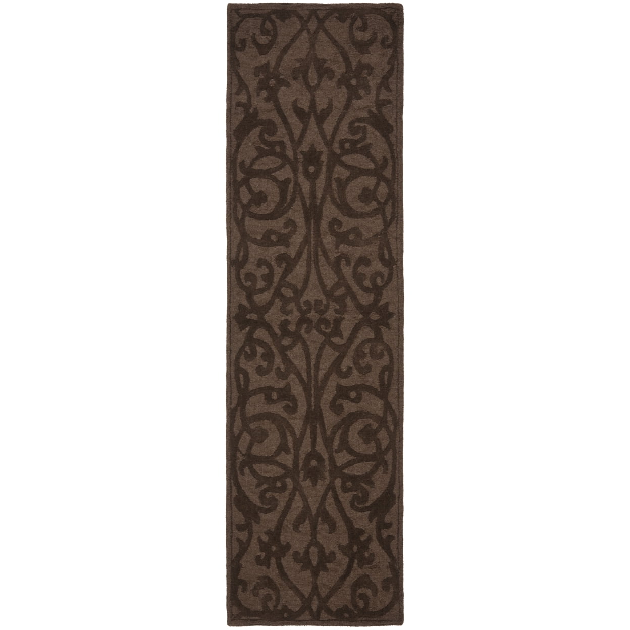 Handmade Brown Wool Tufted Runner Rug, 27" x 12"
