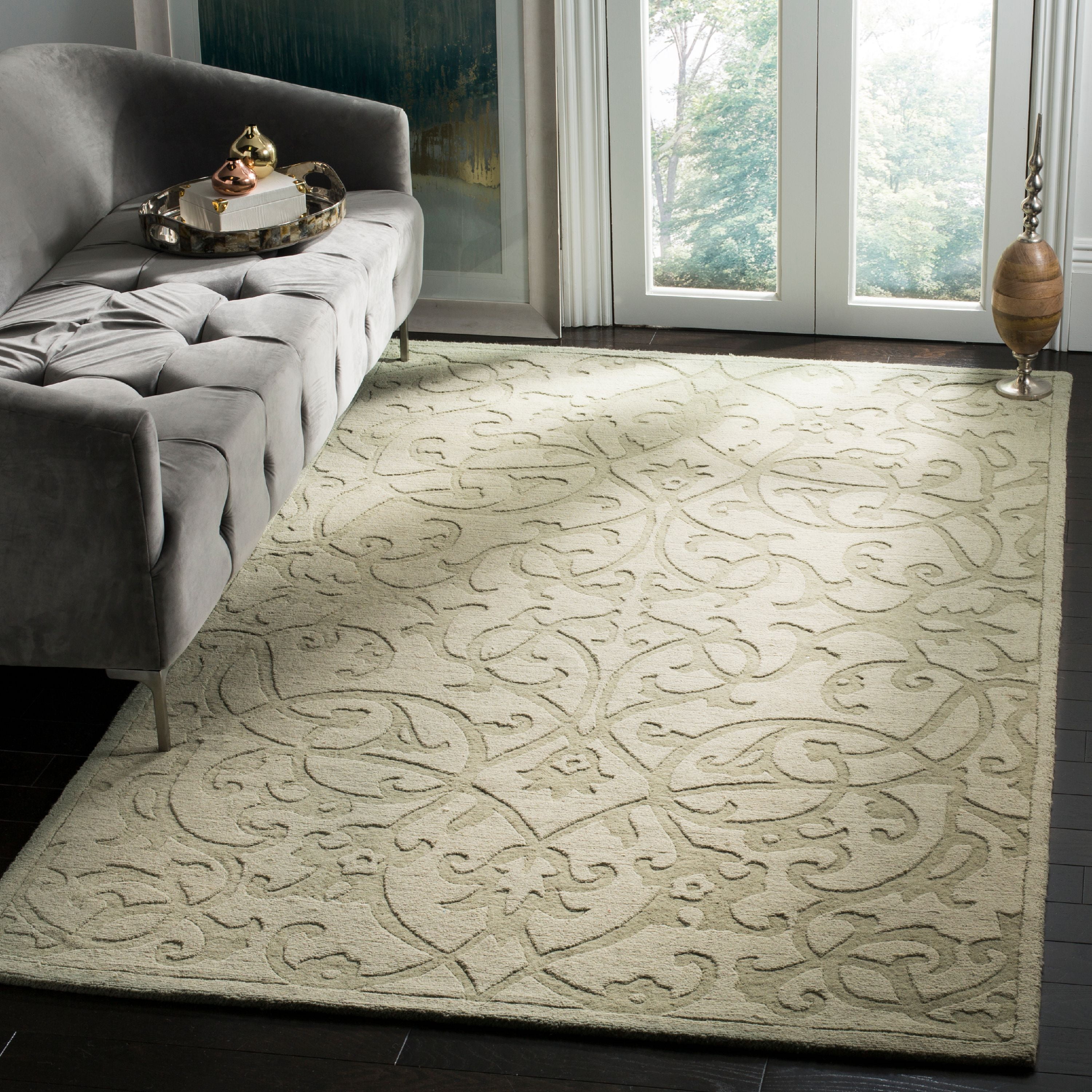 Hand-Tufted Sage Wool Square Area Rug, 6' x 6'
