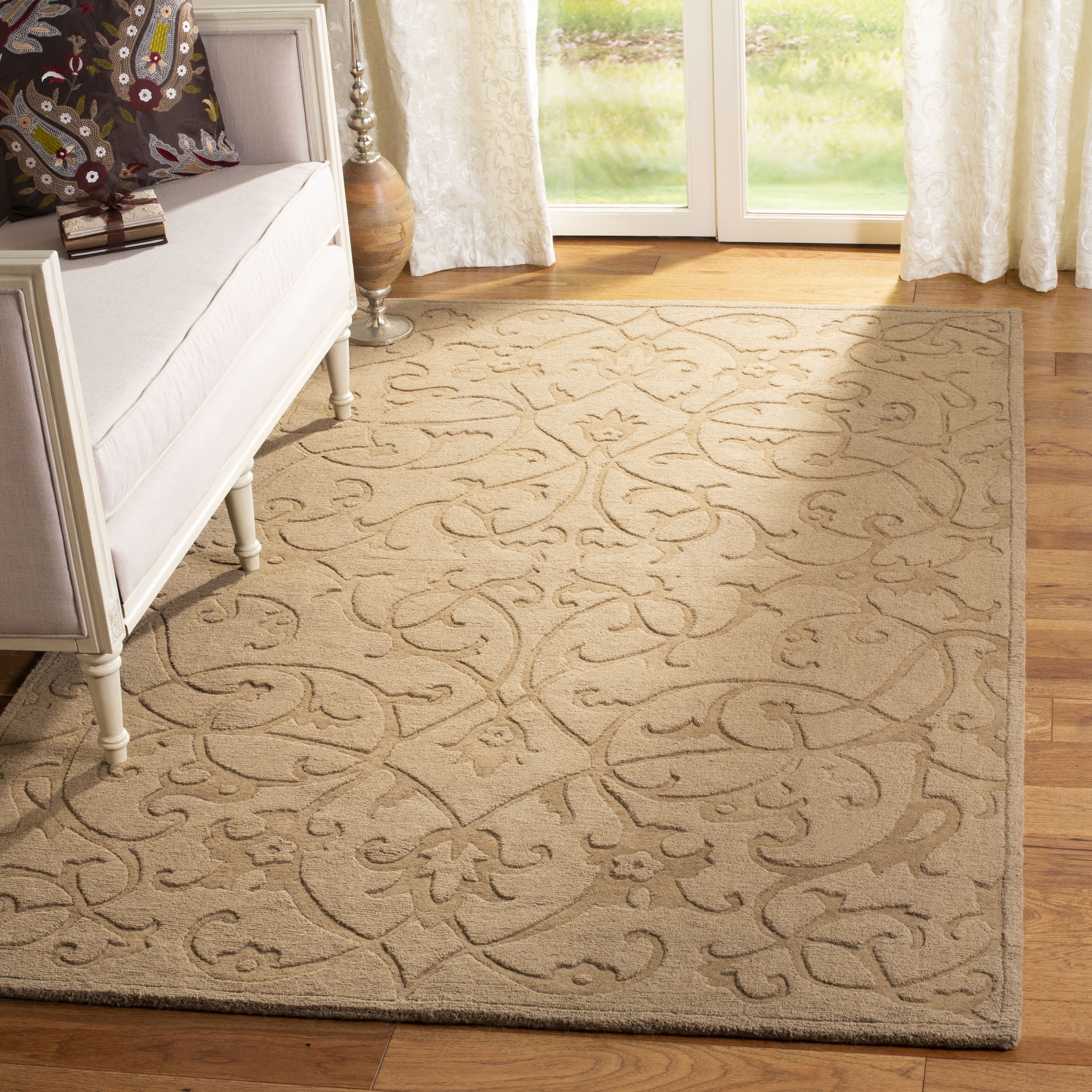 Hand-Tufted Light Brown Wool Rectangular Area Rug
