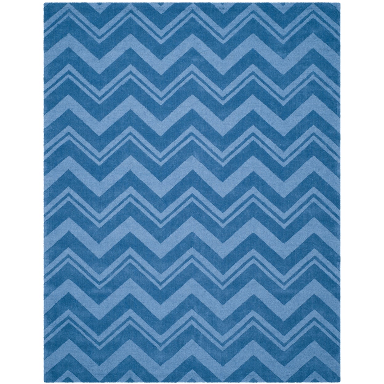 Hand-Tufted Blue Wool Round Area Rug