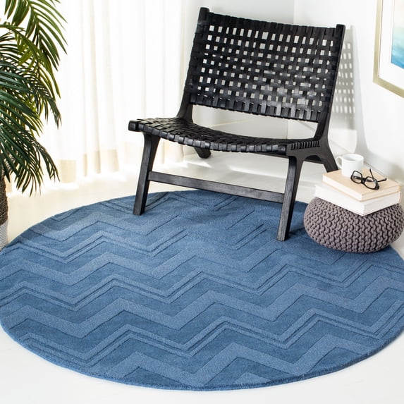 Safavieh Impressions Matthew Chevron Wool Area Rug, Blue, 5' x 5' Round