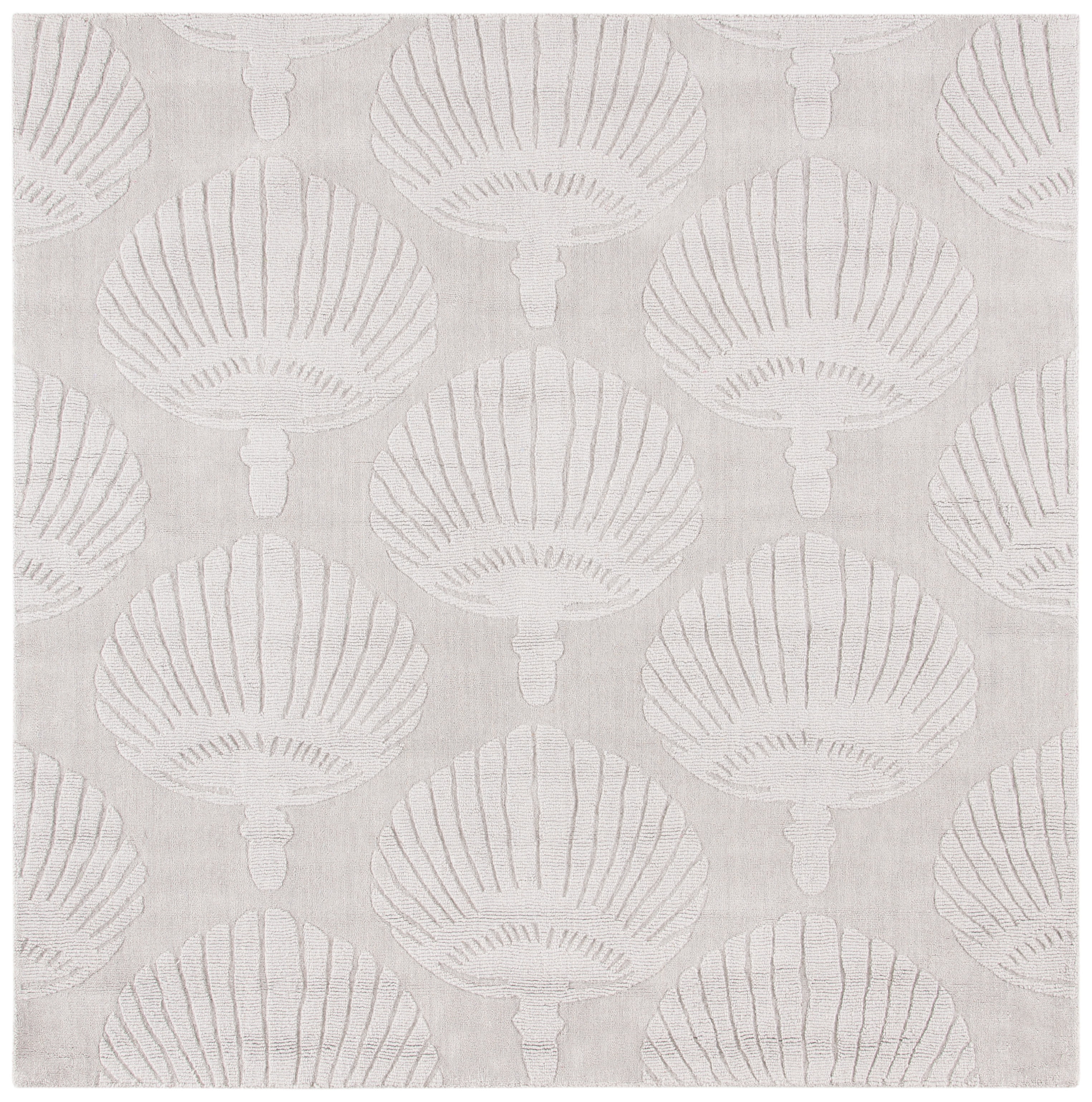 Gray Hand-Tufted Wool 6' Square Area Rug