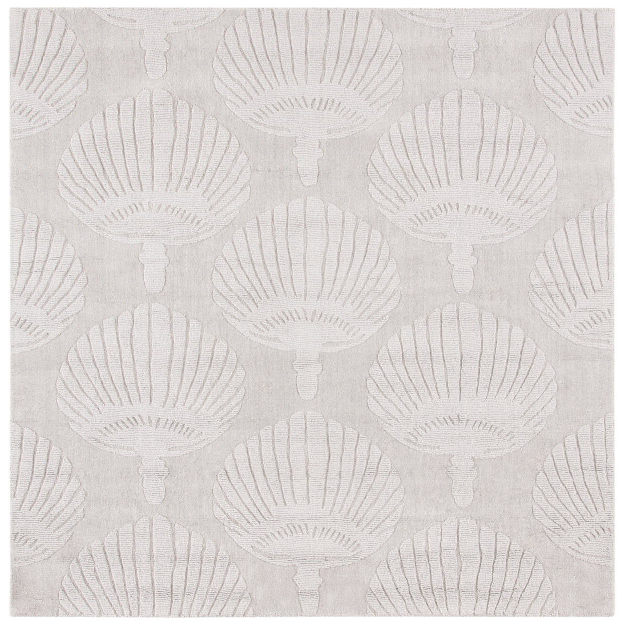 Gray Hand-Tufted Wool 6' Square Area Rug
