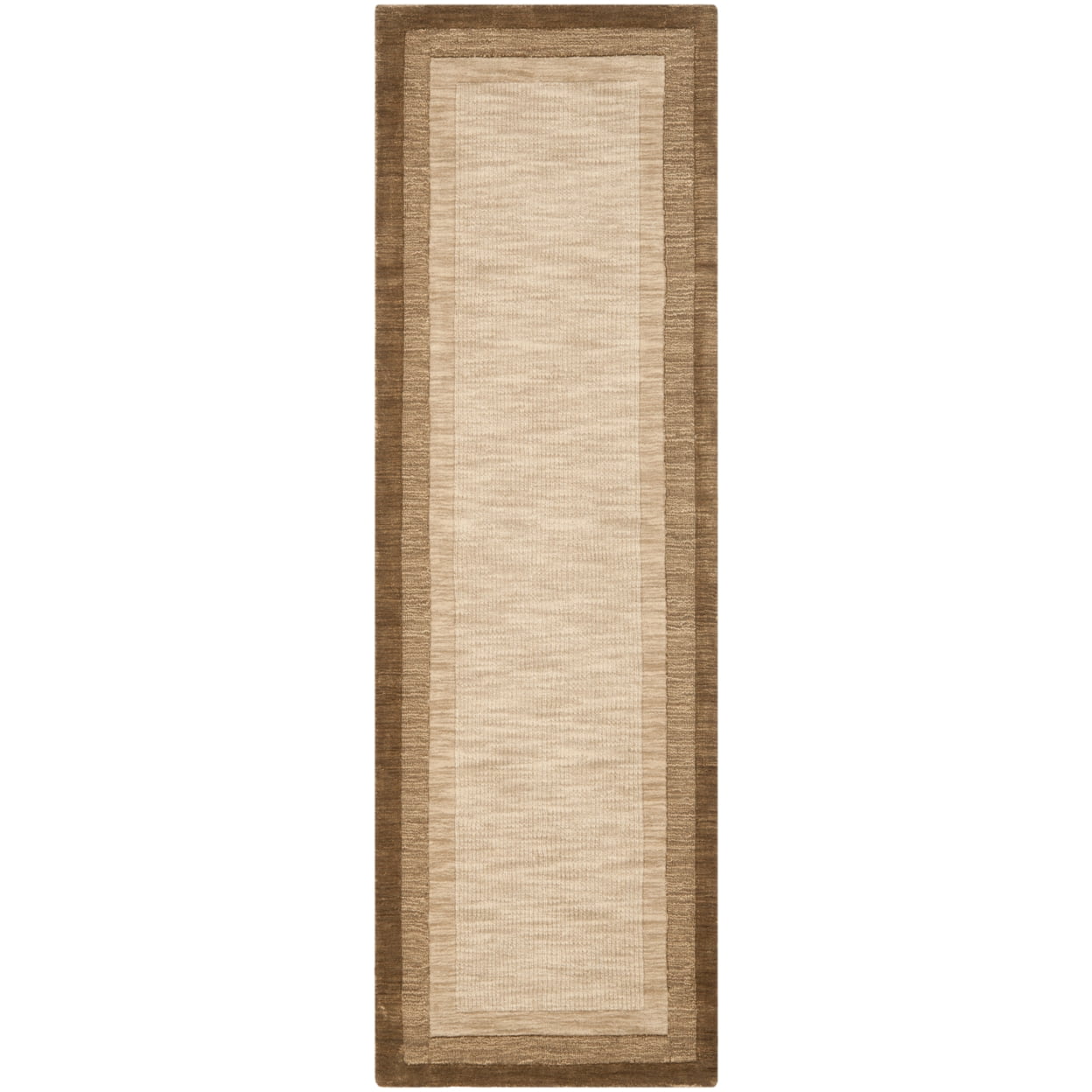 Hand-Tufted Beige & Brown Wool Runner Rug, 27"x7"
