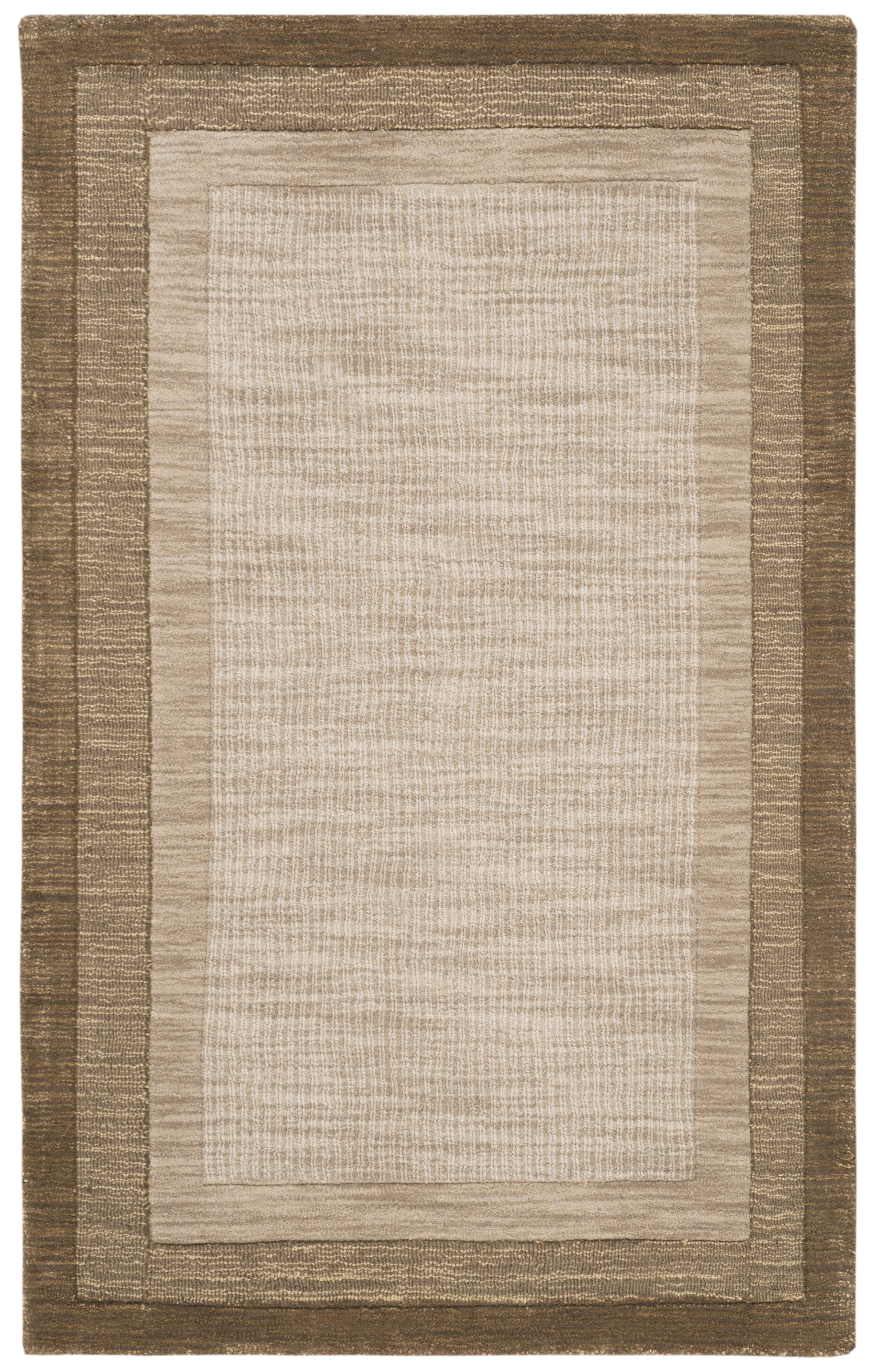 Beige and Brown Hand-Tufted Wool Area Rug