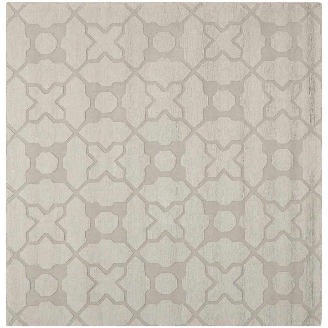 Gray Geometric Tufted Wool 6' Square Area Rug