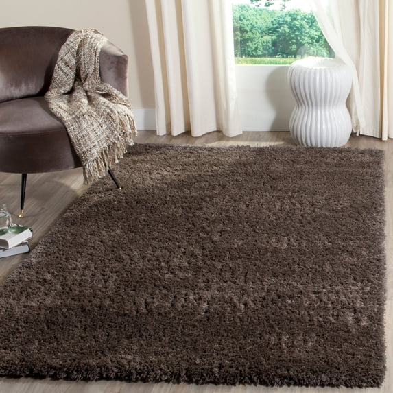SAFAVIEH Indie Balfour Solid Polyester Shag Area Rug, Dark Grey, 3' x 5'