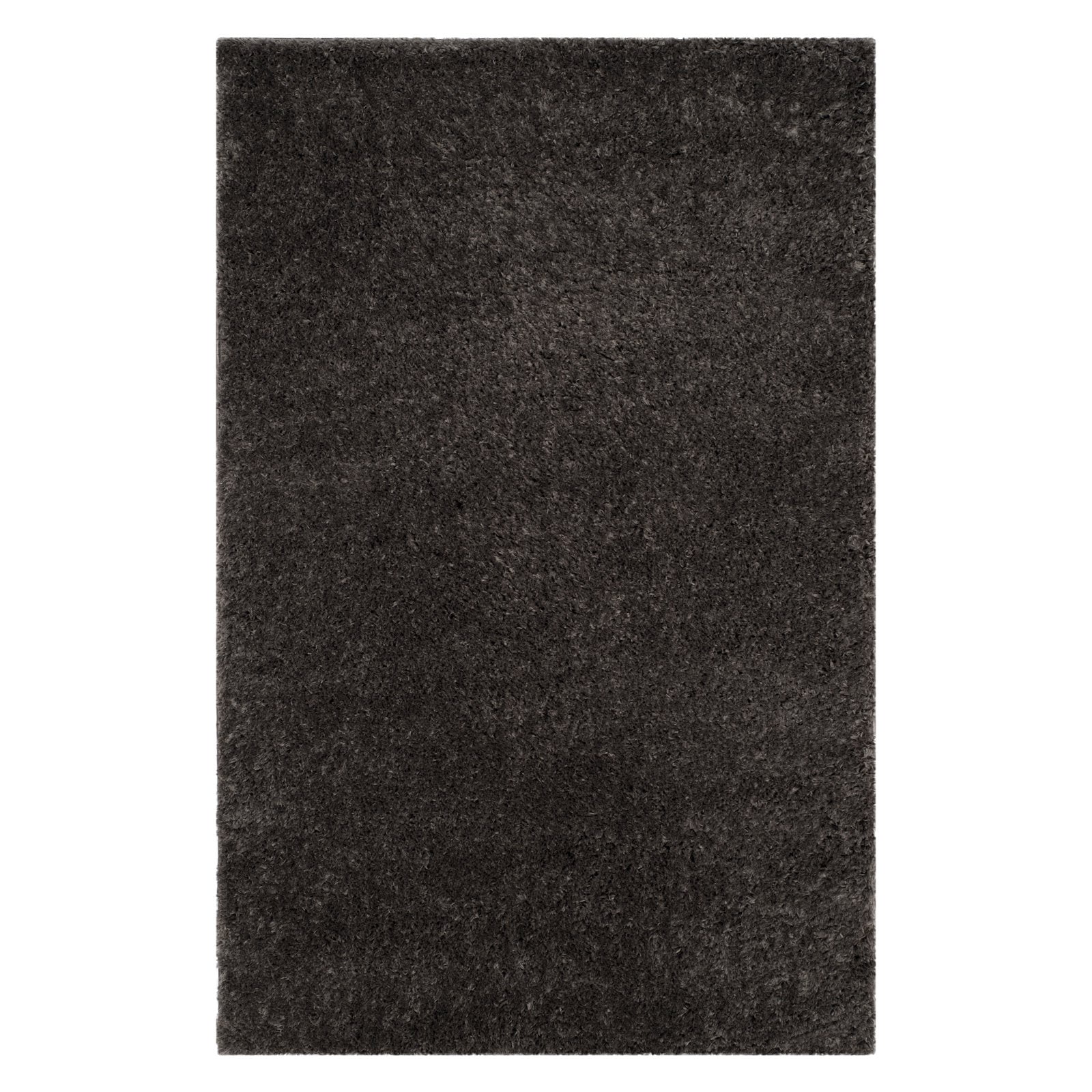 Dark Grey Hand-Knotted Shag Area Rug with Cotton and Synthetic Blend