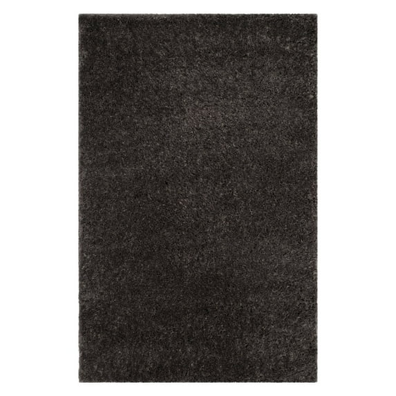 SAFAVIEH Indie Balfour Solid Polyester Shag Area Rug, Dark Grey, 5'1" x 7'6"