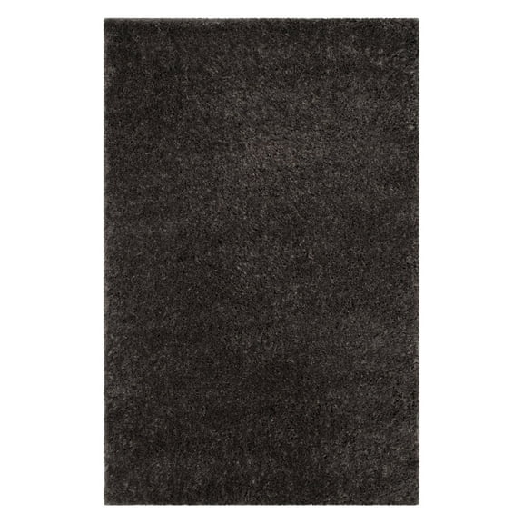 SAFAVIEH Indie Balfour Solid Polyester Shag Area Rug, Dark Grey, 6'7" x 9'2"