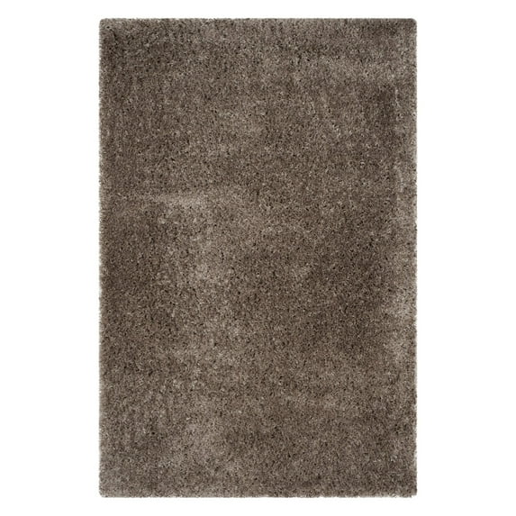 SAFAVIEH Indie Balfour Solid Polyester Shag Area Rug, Mushroom, 6'7" x 9'2"