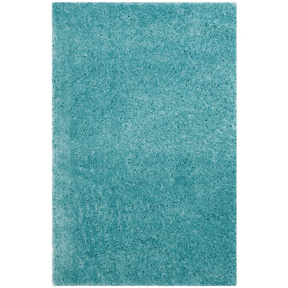 SAFAVIEH Indie Balfour Solid Polyester Shag Area Rug, Turquoise, 3' x 5'