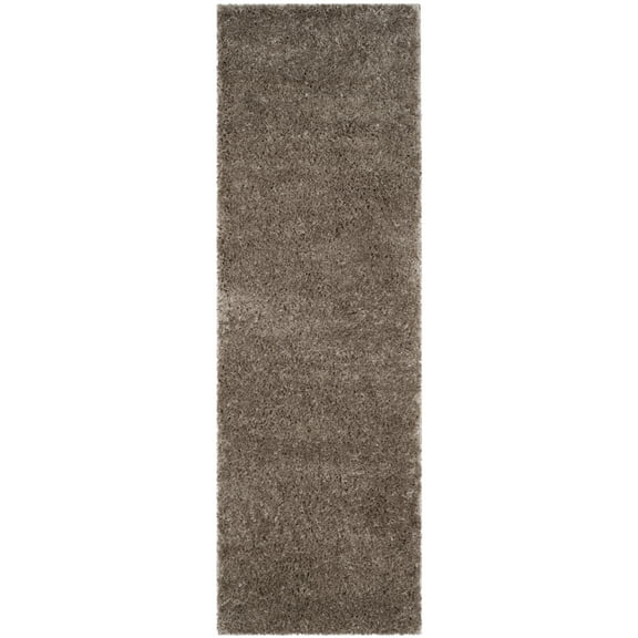 SAFAVIEH Indie Balfour Solid Polyester Shag Runner Rug, Mushroom, 2'3" x 7'