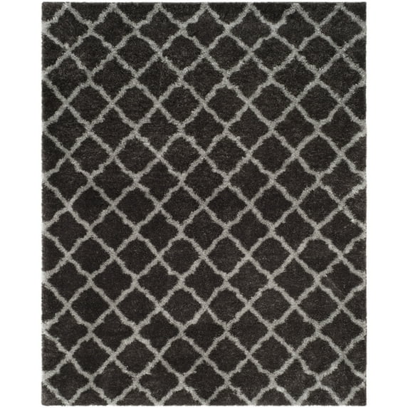 SAFAVIEH Indie Careen Geometric Polyester Shag Area Rug, Dark Grey/Grey, 9' x 12'