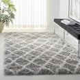 thumbnail image 1 of SAFAVIEH Indie Careen Geometric Polyester Shag Area Rug, Grey/Ivory, 6'7" x 9'2", 1 of 9