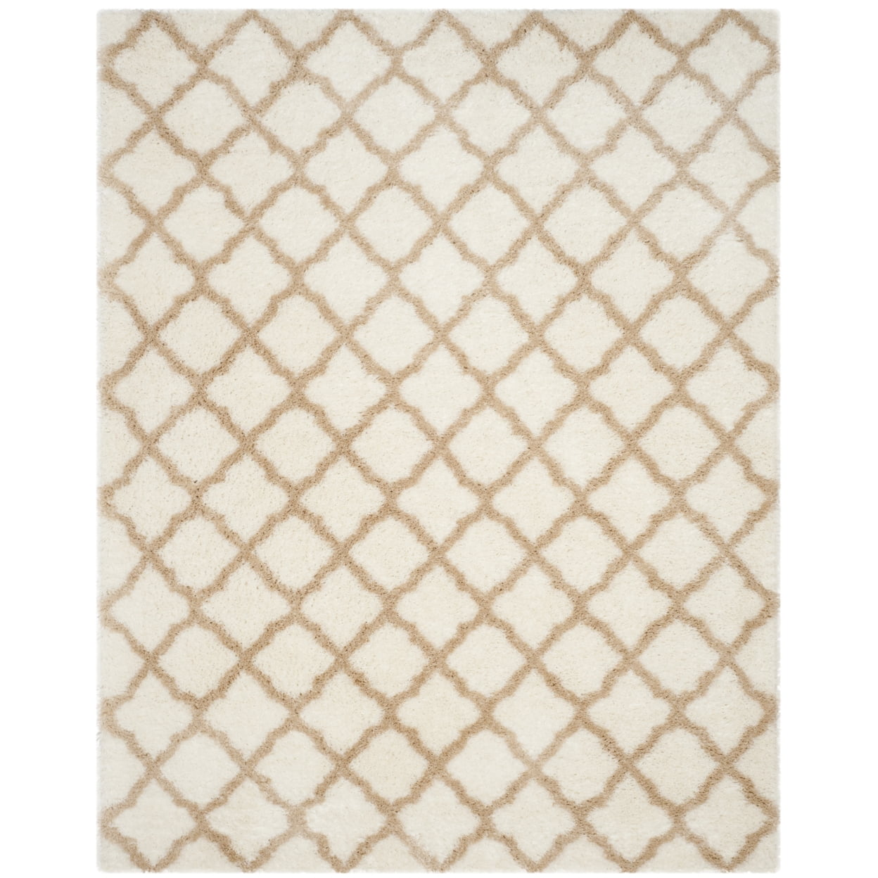 Indie Ivory Shag Hand-knotted Synthetic Rug 6'7" x 9'2"