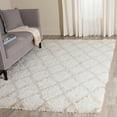 thumbnail image 1 of SAFAVIEH Indie Careen Geometric Polyester Shag Area Rug, Ivory/Light Beige, 9' x 12', 1 of 7